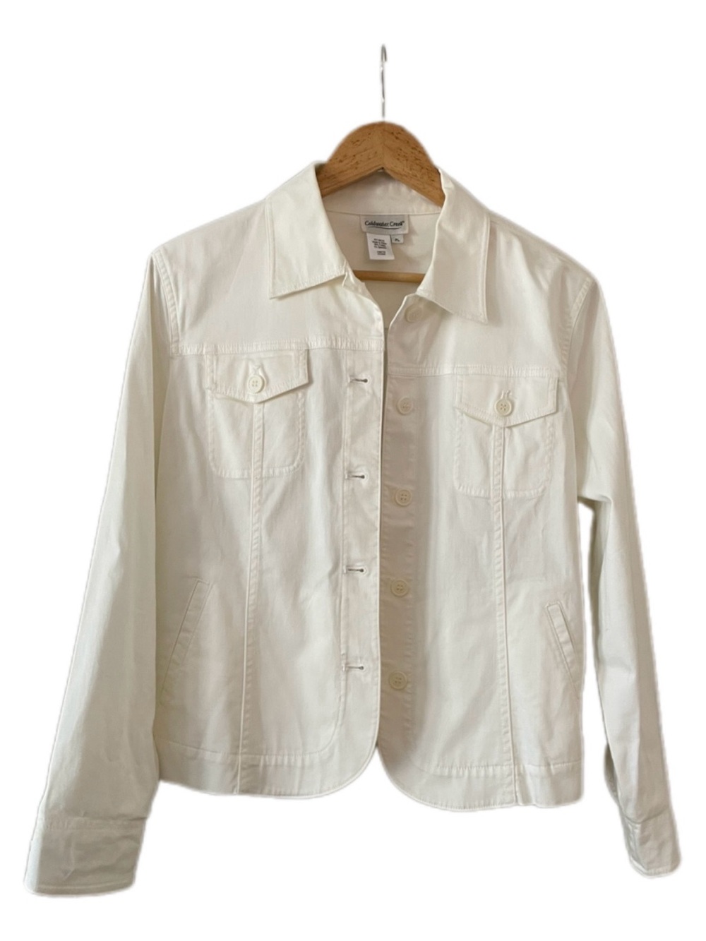 Coldwater Creek Women's Cream Button-Front Jean Jacket -  PL